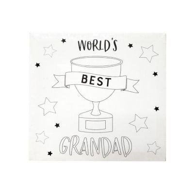 World's Best Grandad Colour Your Own Canvas 20x20cm RRP 1 CLEARANCE XL 39p or 3 for 99p
